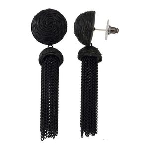 Black chain tassel earrings